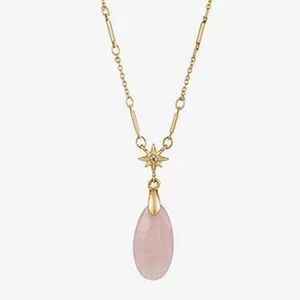 A.N.A. A New Approach Rose Quartz Love 28" Link Pendant Necklace NWT